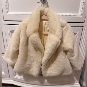 Cat & Jack Ivory Faux Fur Jacket 12M NWOT
